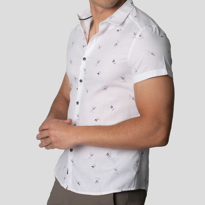 Camisa Manga Corta | Perfect Fit | Tejido Floral – Antiarrugas