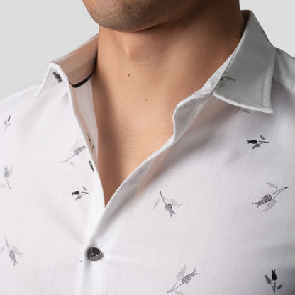 Camisa Manga Corta | Perfect Fit | Tejido Floral – Antiarrugas