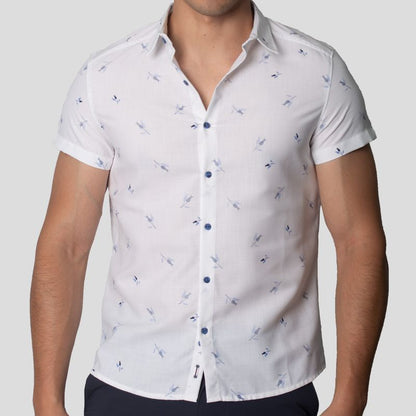 Camisa Manga Corta | Perfect Fit | Tejido Floral – Antiarrugas