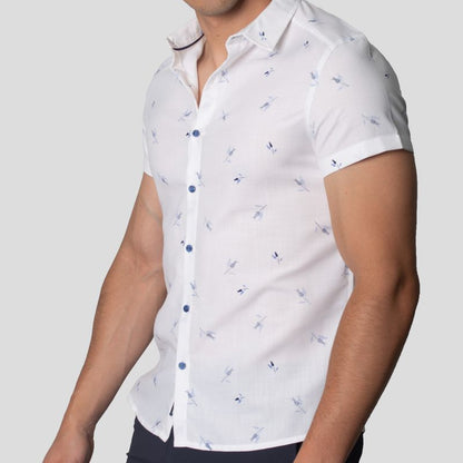 Camisa Manga Corta | Perfect Fit | Tejido Floral – Antiarrugas