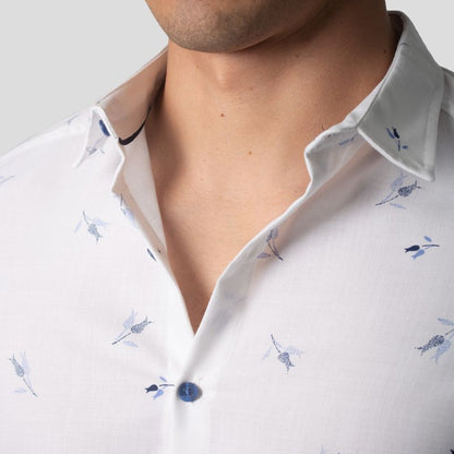 Camisa Manga Corta | Perfect Fit | Tejido Floral – Antiarrugas