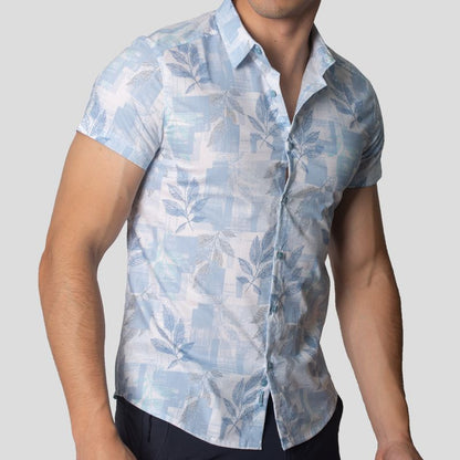 Camisa Manga Corta | Perfect Fit | Tejido Floral & Geométrico