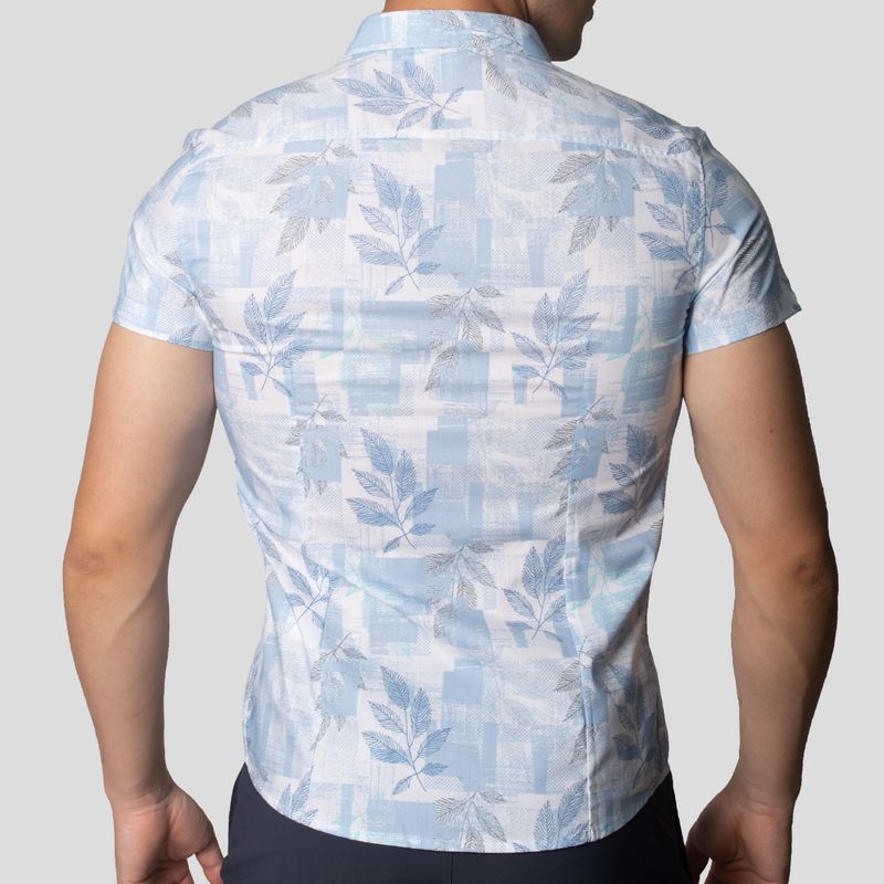 Camisa Manga Corta | Perfect Fit | Tejido Floral & Geométrico