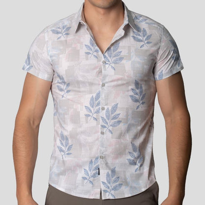 Camisa Manga Corta | Perfect Fit | Tejido Floral & Geométrico