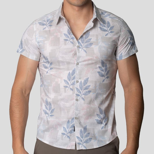 Camisa Manga Corta | Perfect Fit | Tejido Floral & Geométrico