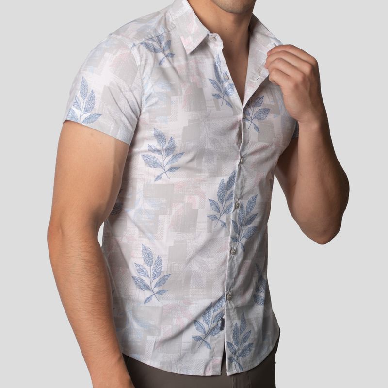 Camisa Manga Corta | Perfect Fit | Tejido Floral & Geométrico
