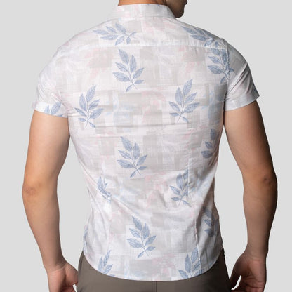 Camisa Manga Corta | Perfect Fit | Tejido Floral & Geométrico