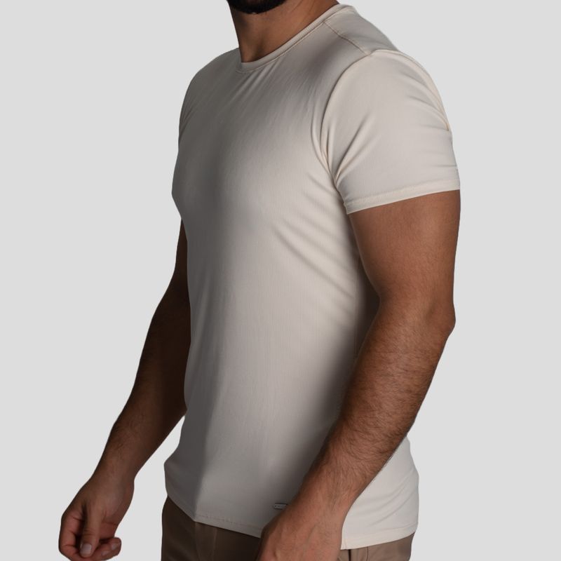 Short Sleeve Round Neck Polo | Perfect Fit - Fresh Effect Micro Ribbed