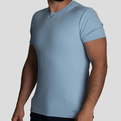Short Sleeve Round Neck Polo | Perfect Fit - Fresh Effect Micro Ribbed