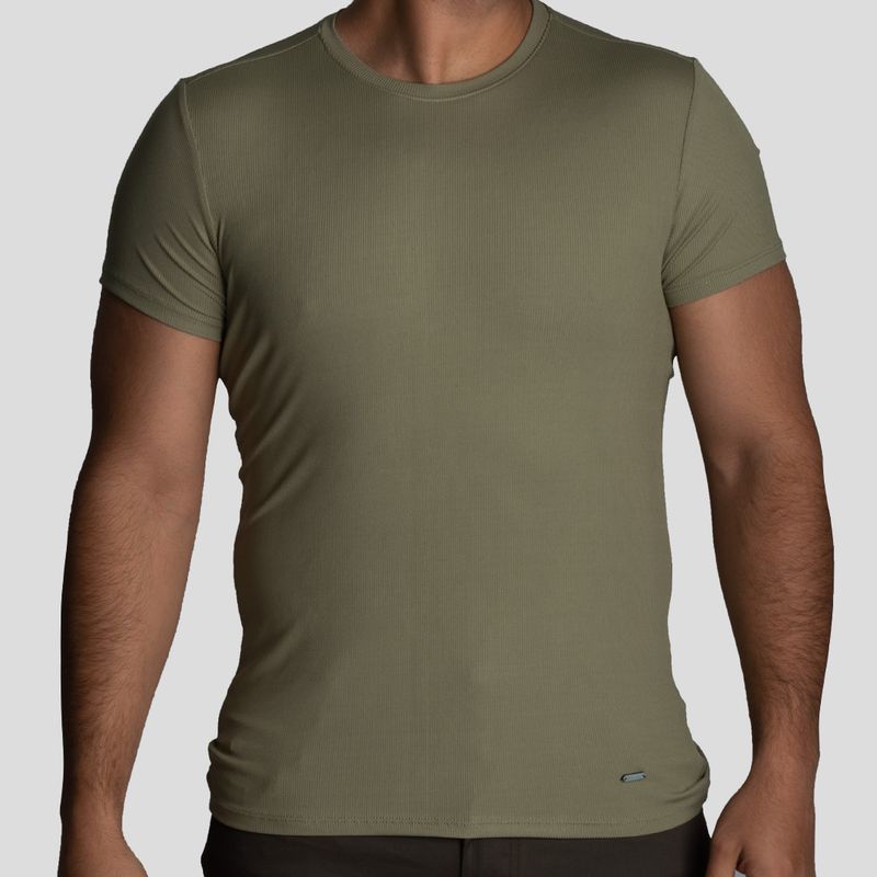 Short Sleeve Round Neck Polo | Perfect Fit - Fresh Effect Micro Ribbed