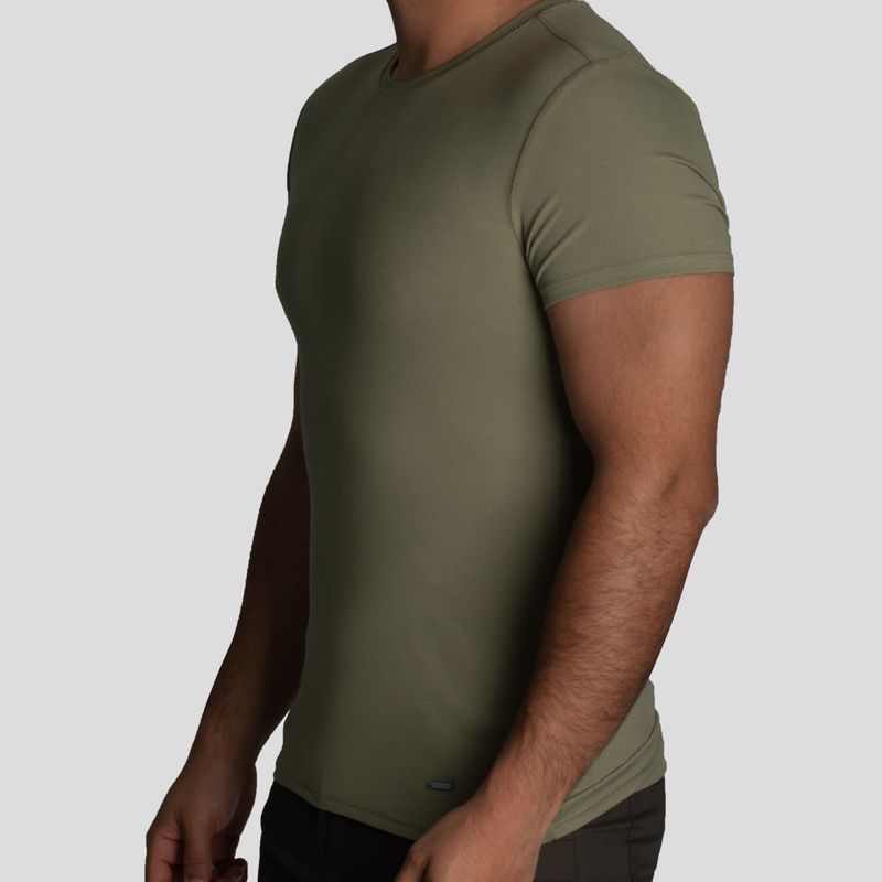 Short Sleeve Round Neck Polo | Perfect Fit - Fresh Effect Micro Ribbed