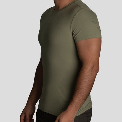 Short Sleeve Round Neck Polo | Perfect Fit - Fresh Effect Micro Ribbed
