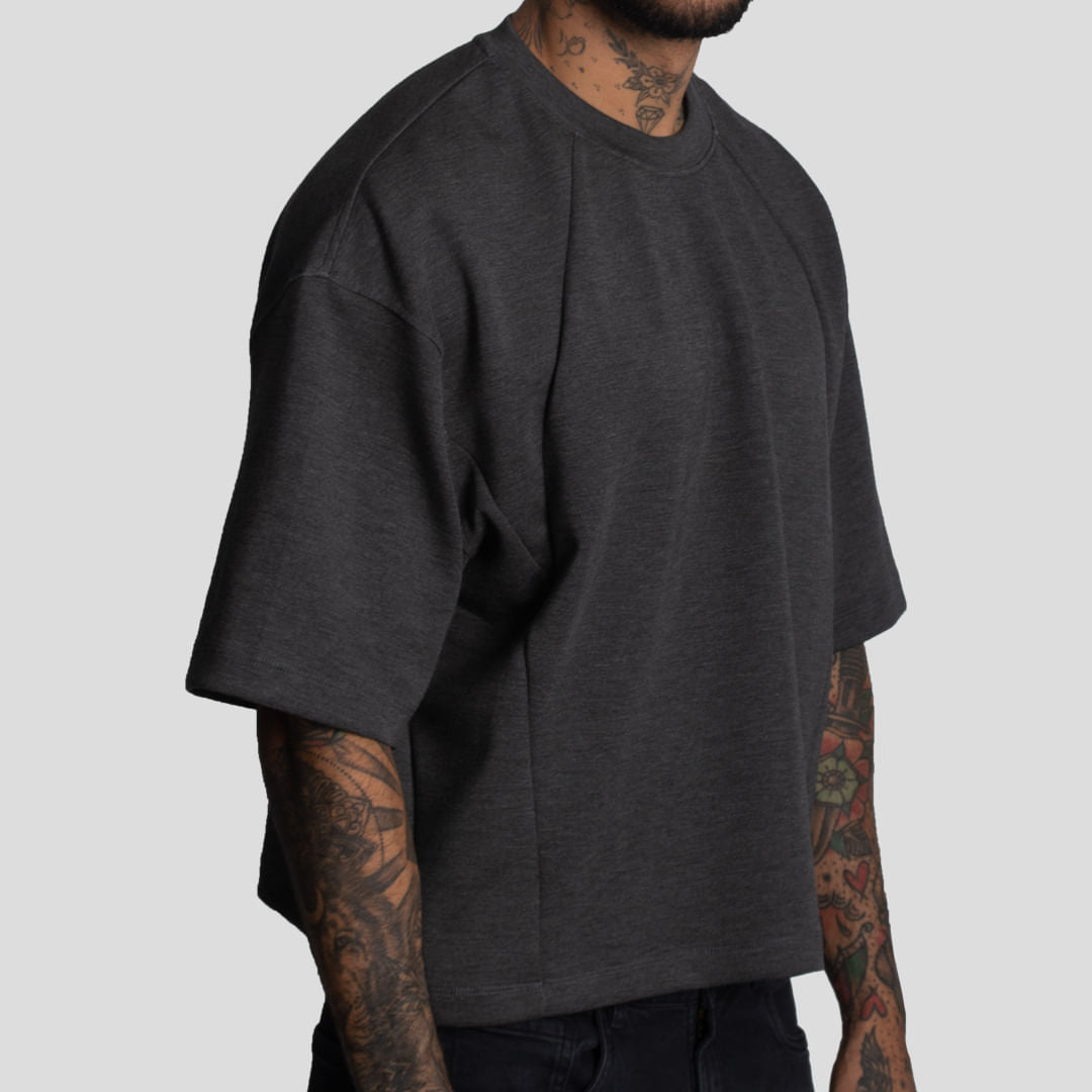 Polo Manga Corta con Cortes Estructurales | Boxy Fit | Tejido Especial Pesado y Soft | Oversize
