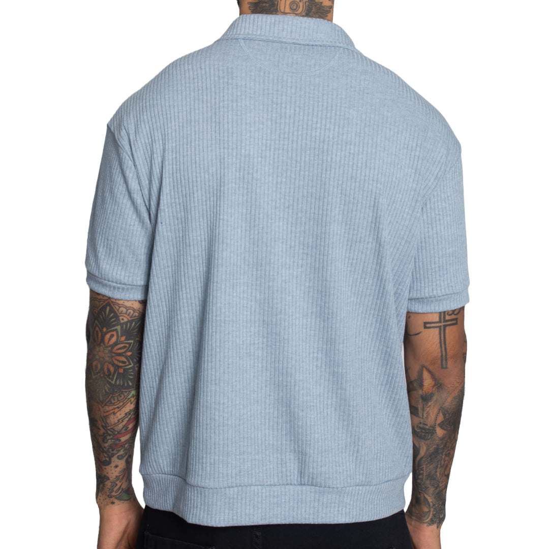 Polo Cuello Henley Manga Corta | Relax Fit | Tejido Especial con Relieve | Oversize